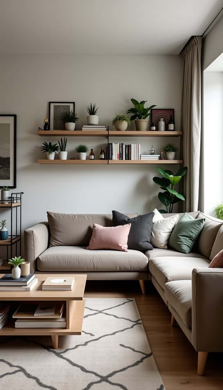 A modern, well-designed living room with stylish furniture and decor.