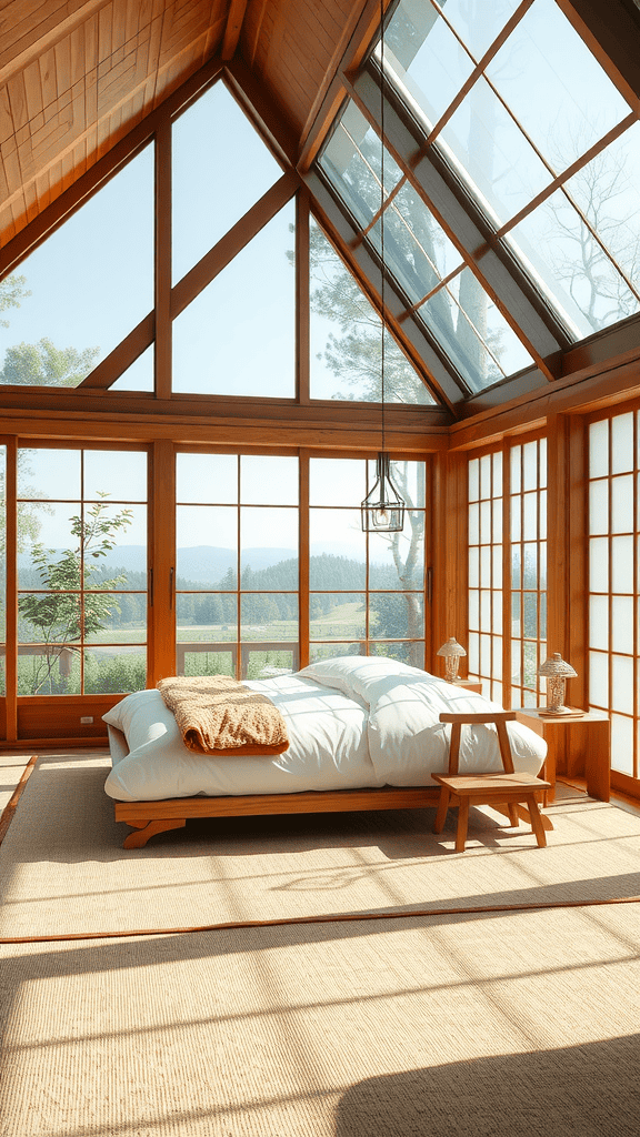 Bright and inviting room with large windows overlooking a scenic view.