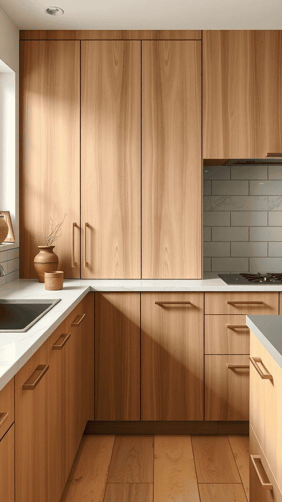 Modern kitchen with sleek wooden cabinetry and clean lines