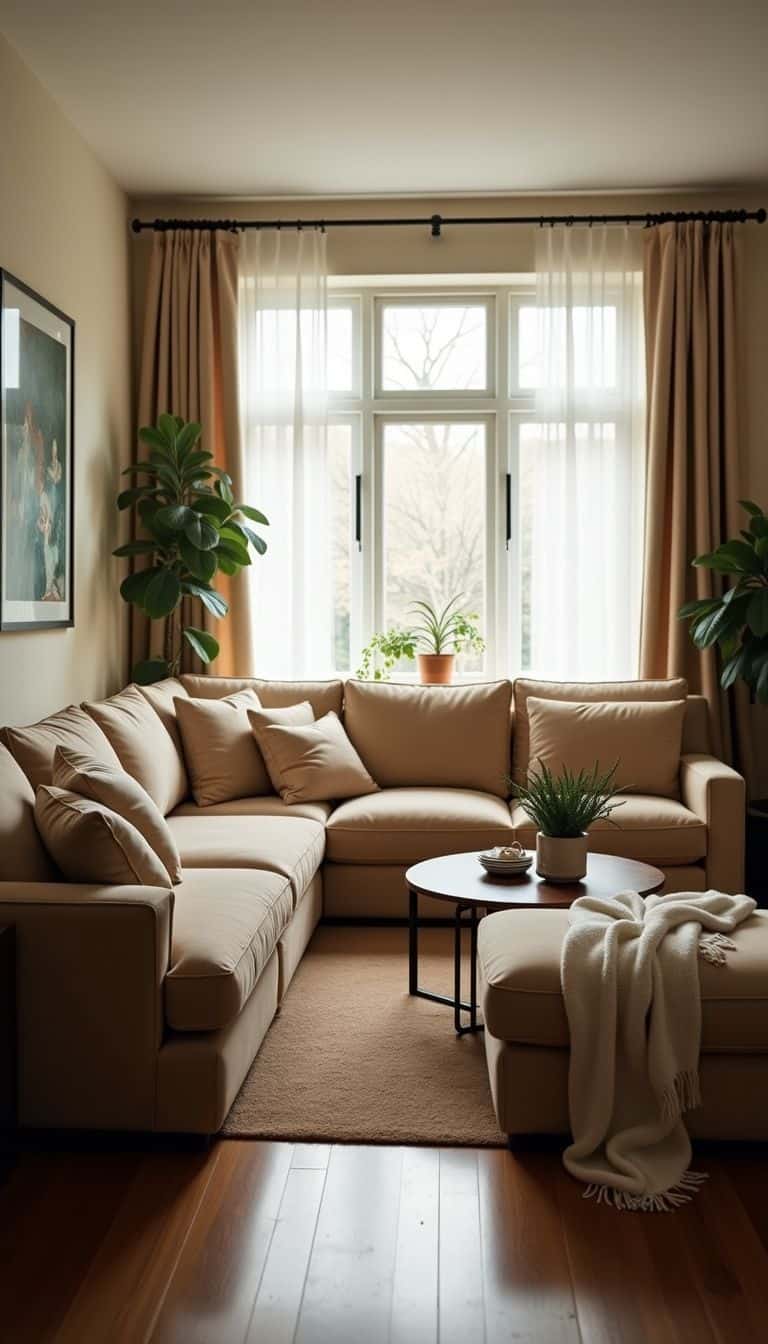 A cozy living room with a flexible modular sofa arrangement.