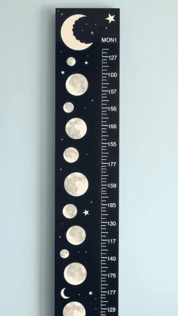 A growth chart displaying different moon phases against a starry background.