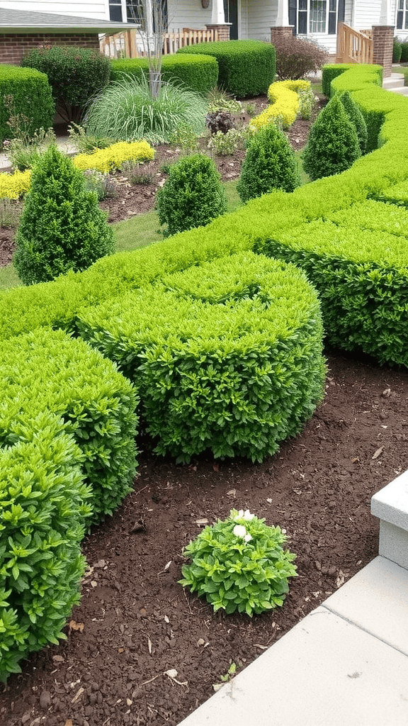 Neatly trimmed hedges forming a decorative landscape.